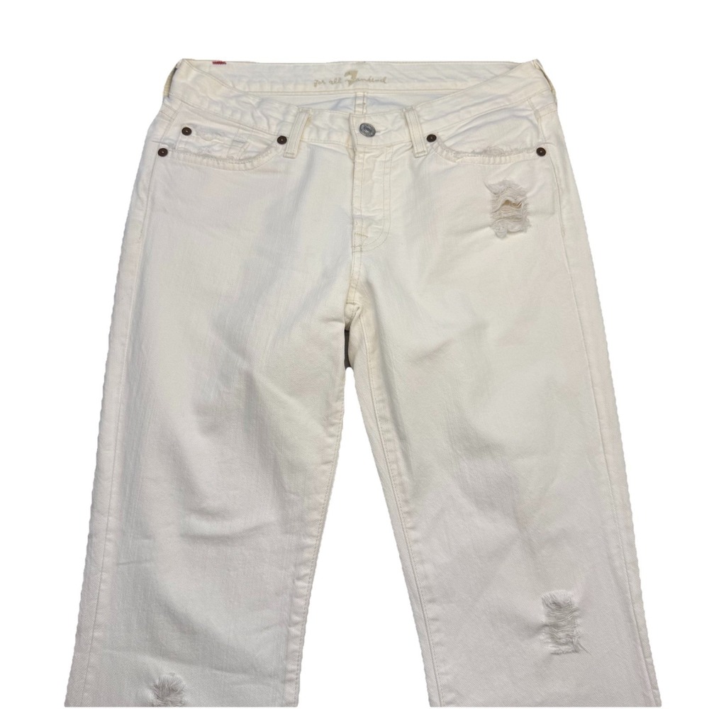7 For All Mankind - Flare Distressed Jeans - White Denim - Size 28